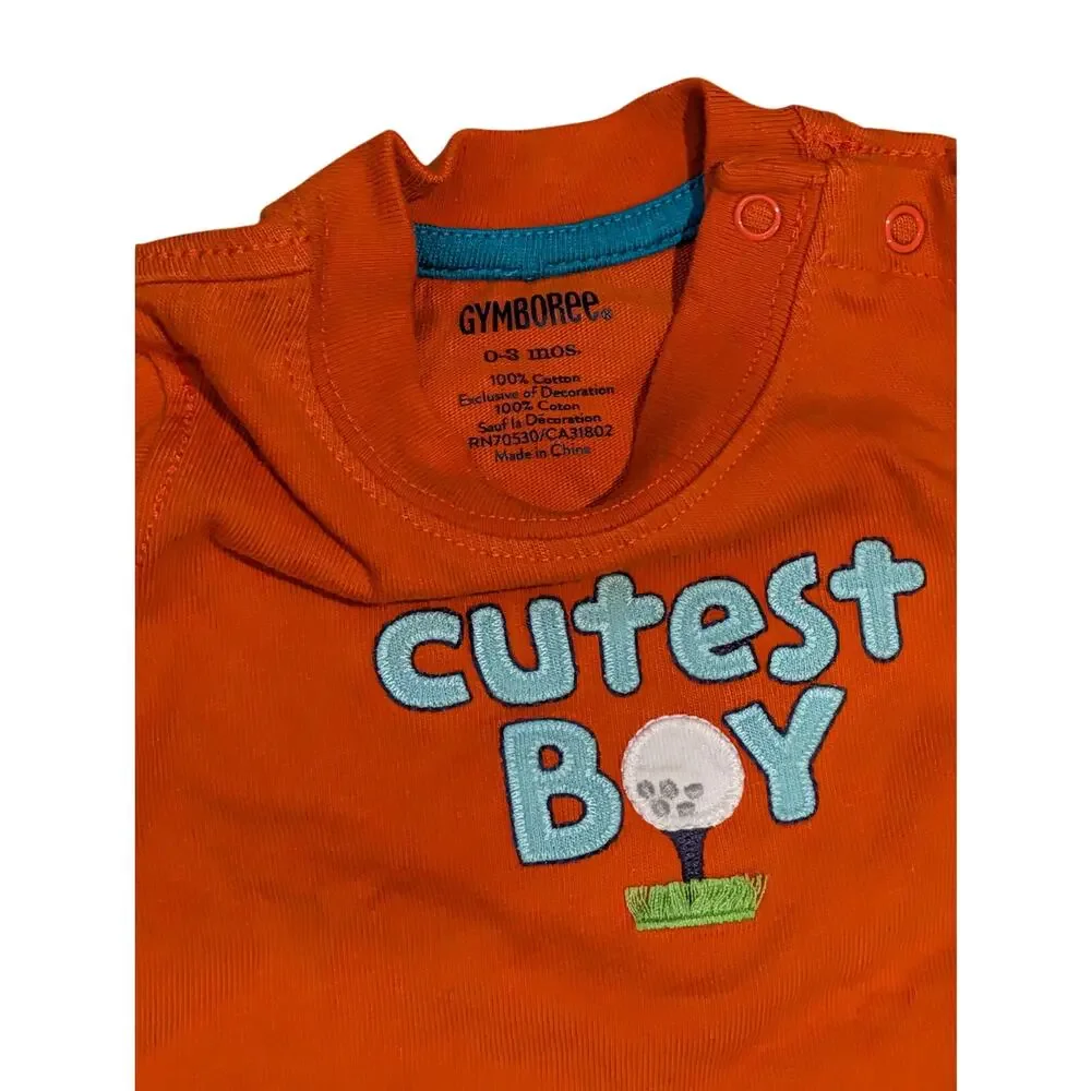 Gymboree Baby Boy 0-3M Cutest Boy Golf Shirt Shorts Outfit Set